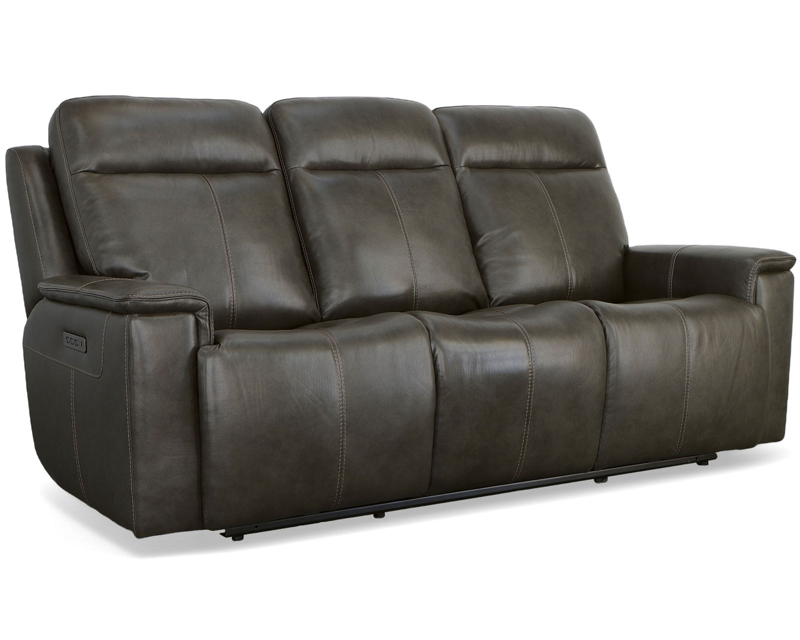 Odell Power Reclining Loveseat with Console, Power Headrests & Lumbar(Dark gray leather) in stock - Odell Power Reclining Sofa with Power Headrests & Lumbar