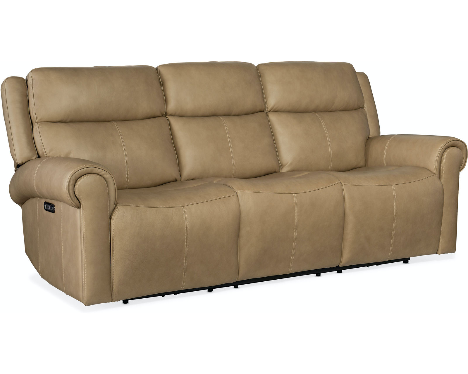 Oberon Leather Zero Gravity Power Sofa with Power Headrest (Sand) In stock