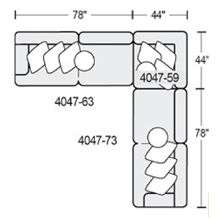 Layout D: Three Piece Sectional 122" x 122"