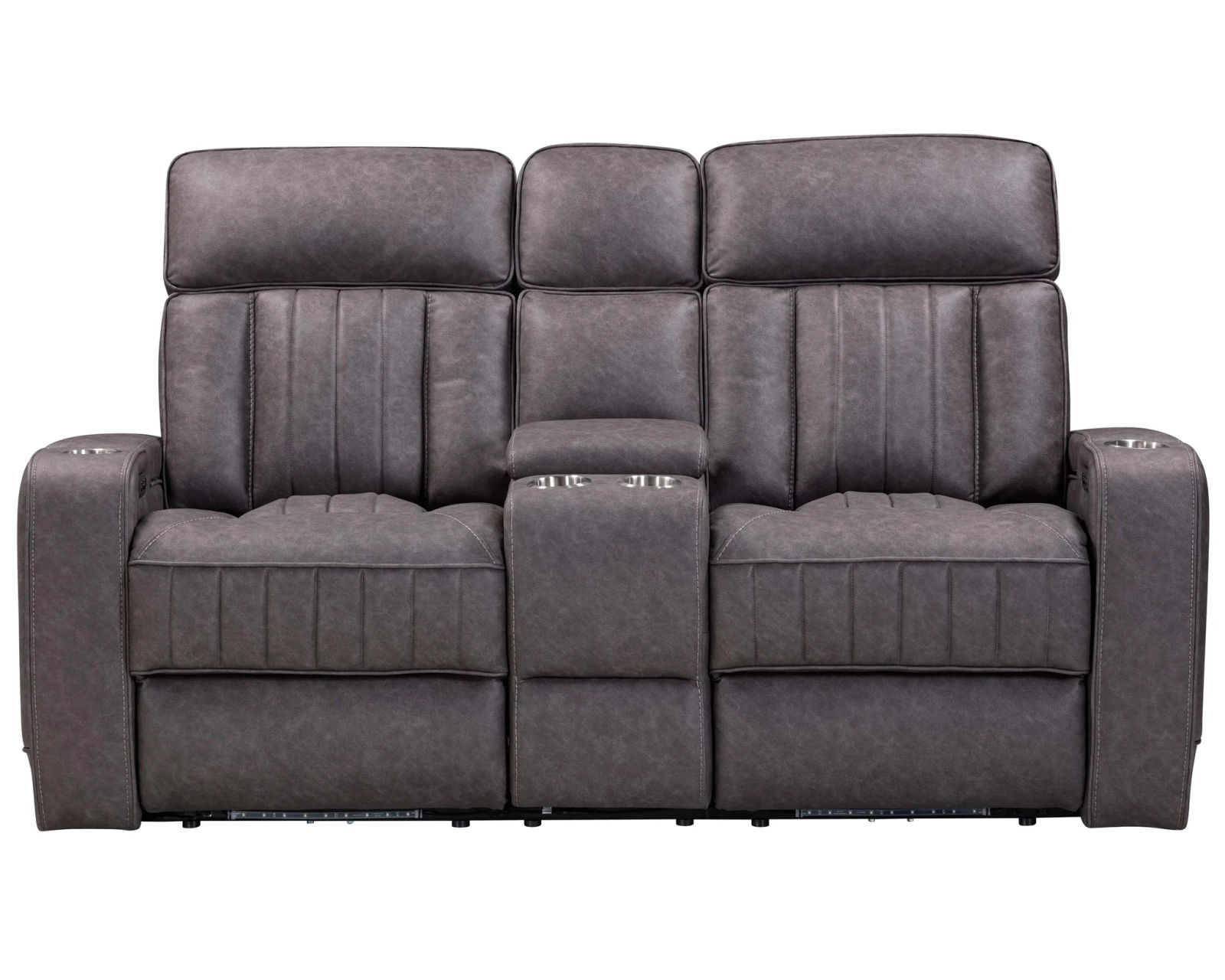 Equinox 85" Power Headrest Power Reclining Sofa w/ Dropdown Table Mercury (In stock - Fast shipping) - Equinox Power Headrest Power Reclining Console Loveseat
