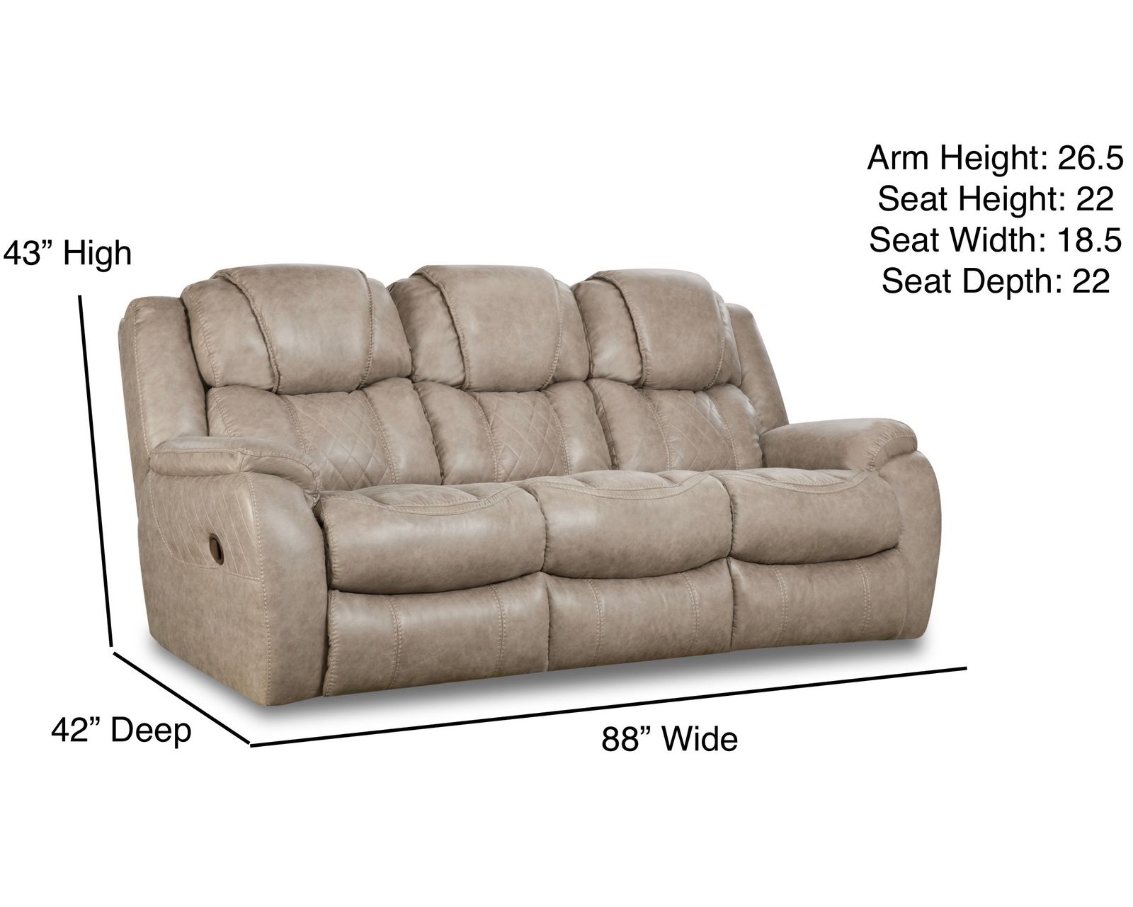 Rayna 88" Double Reclining Sofa Tan (In stock) - Rayna 88" Reclining Sofa