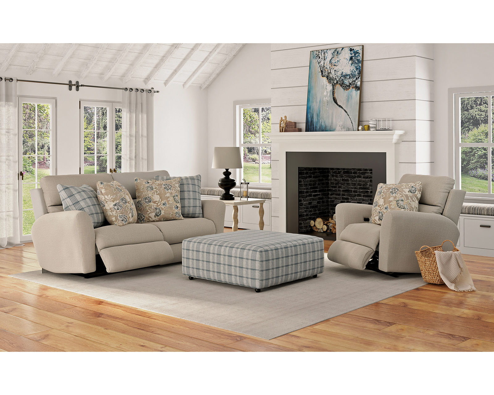 Chappy 83" Lay Flat Reclining Sofa Farmhouse Casual Styling (includes pillows) 2 colors - Built for Comfort. Designed to Last.
