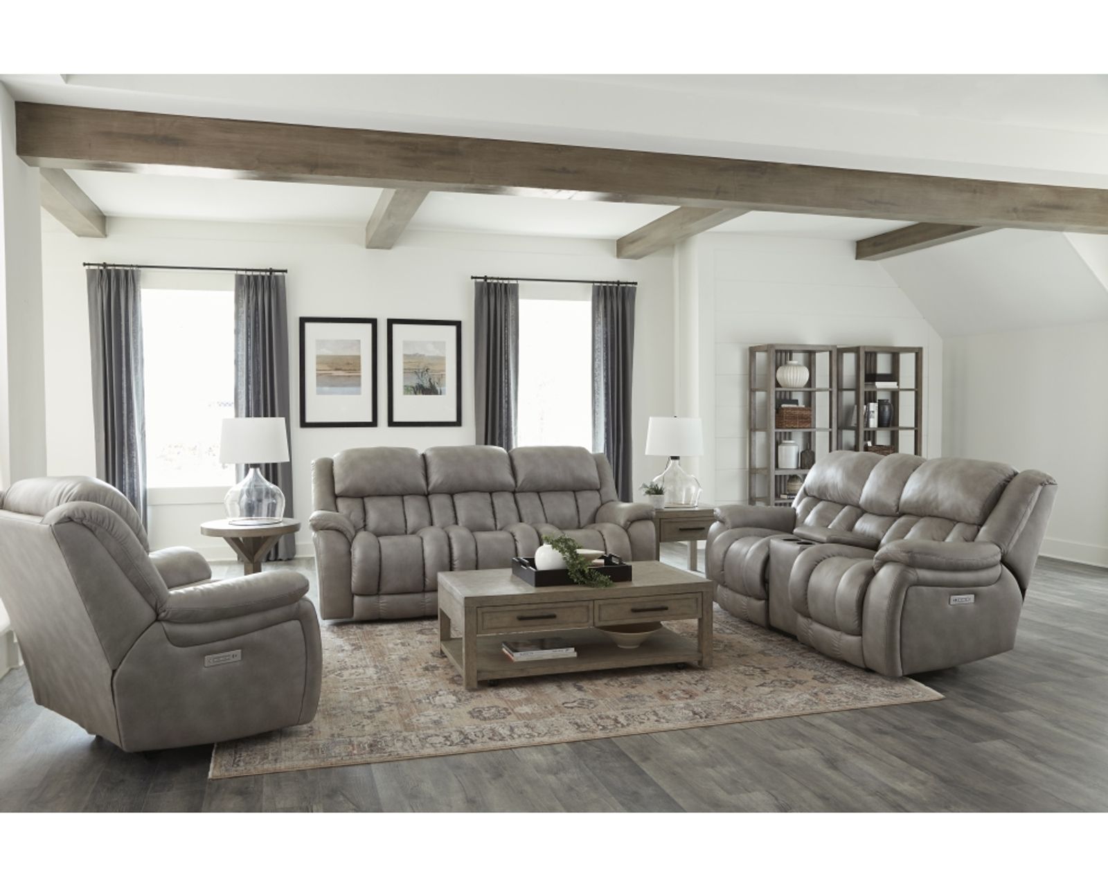 Global 91" Zero Gravity Triple Power Reclining Sofa Smoke (In stock) - Global 91" Zero Gravity Triple Power Reclining Sofa
