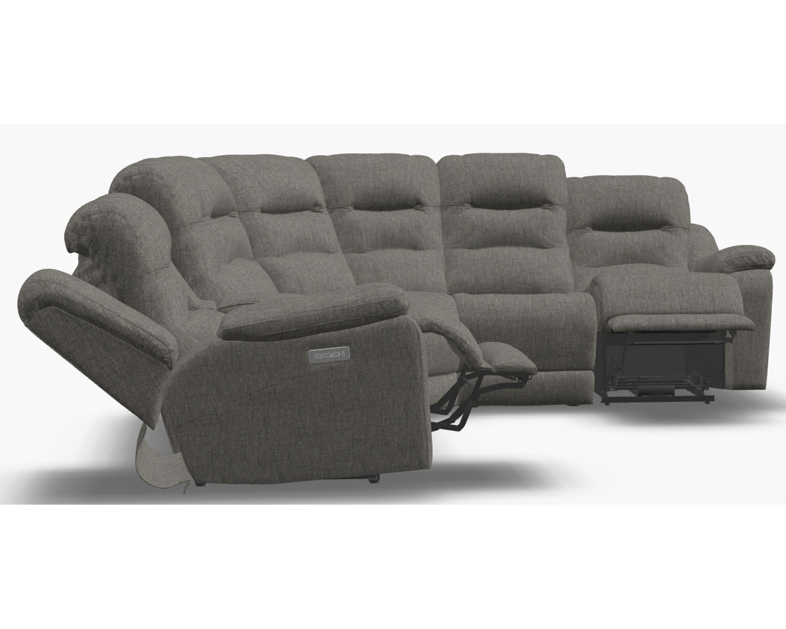 Leighton 41063 Power Headrest Power Reclining Sectional (+50 fabrics) - Layout A: Six Piece Sectional 123" x 110" (2 recliners)