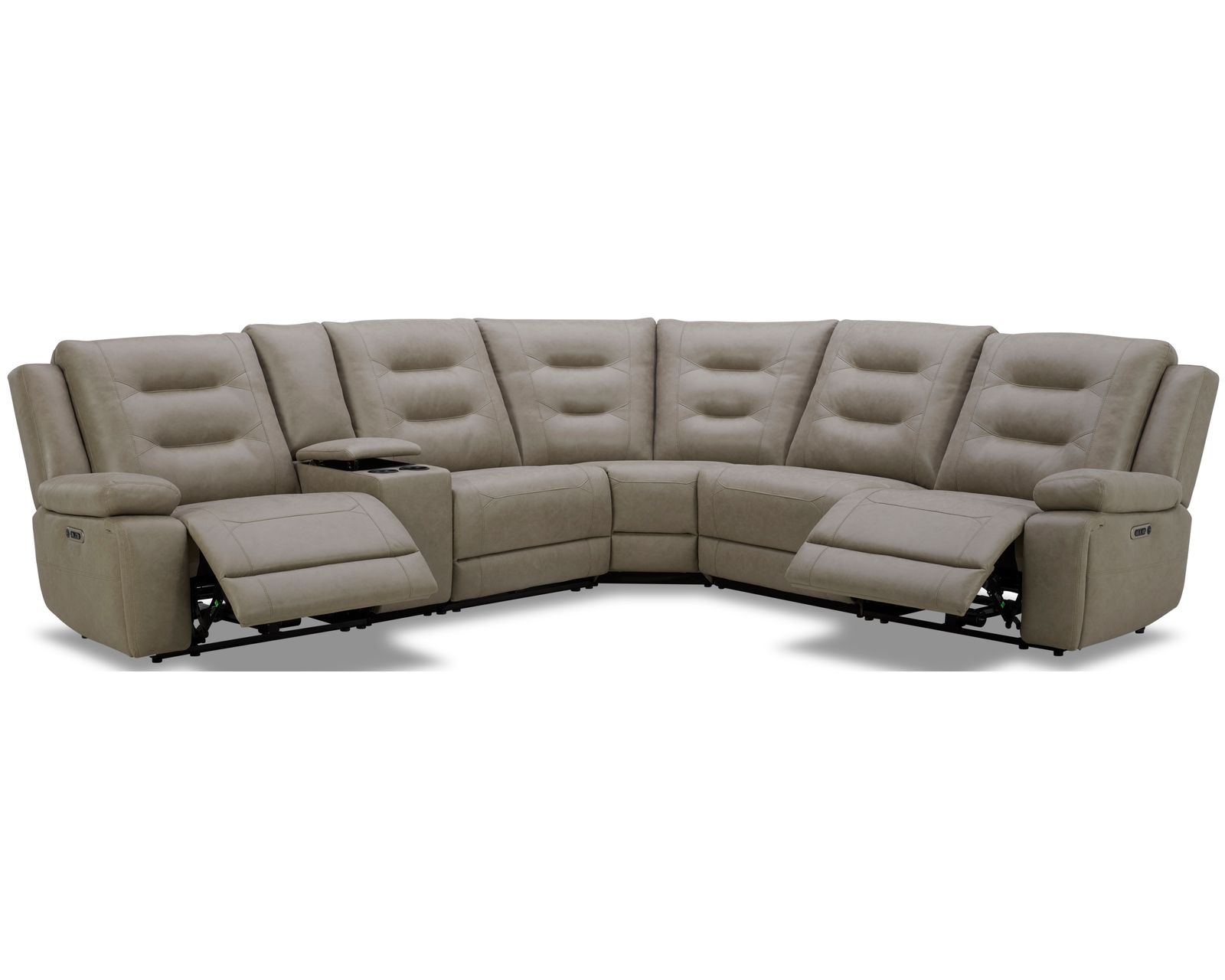 Caldwell Power Reclining Sectional Fog (In Stock - Fast Shipping) - Layout A: Six Piece Reclining Sectional 107" x 94"