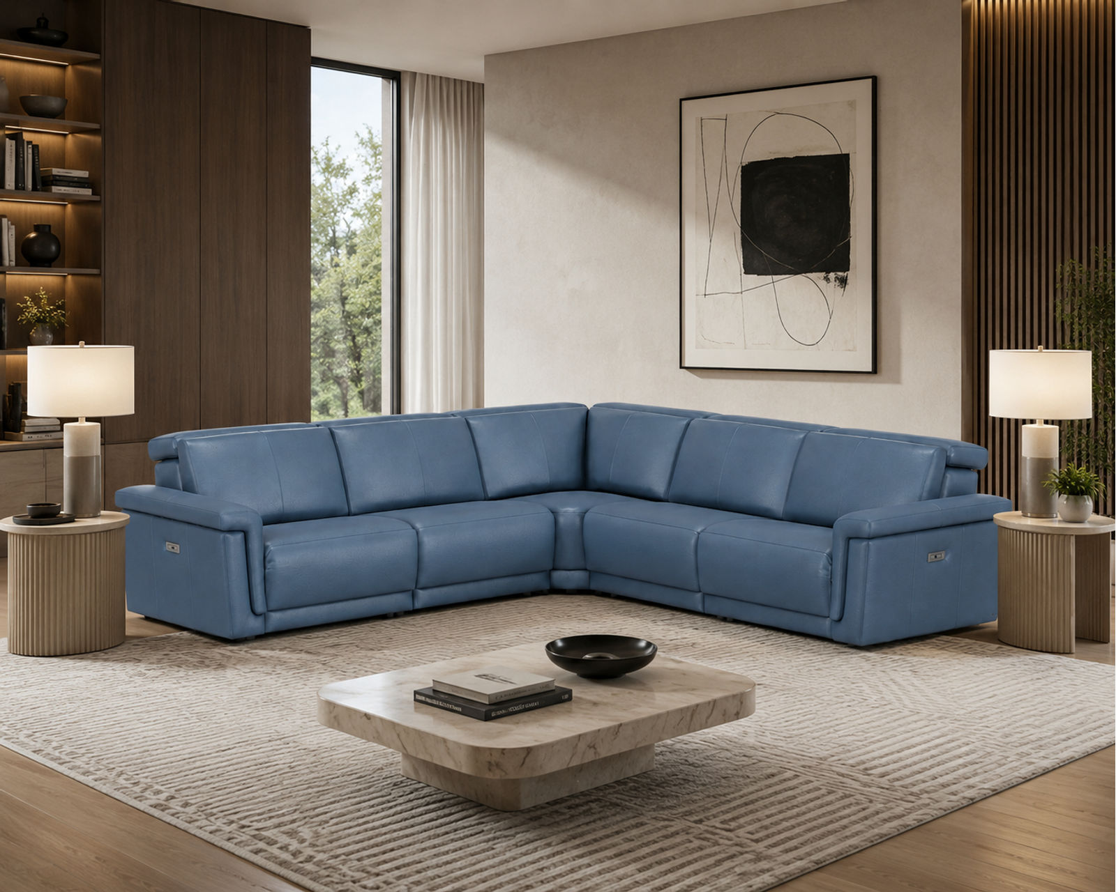 Nevin 3005 Power Headrest Power Reclining Sectional (standard and wide width) +140 leathers - Designed for Comfort. Built for Life. Priced for You.