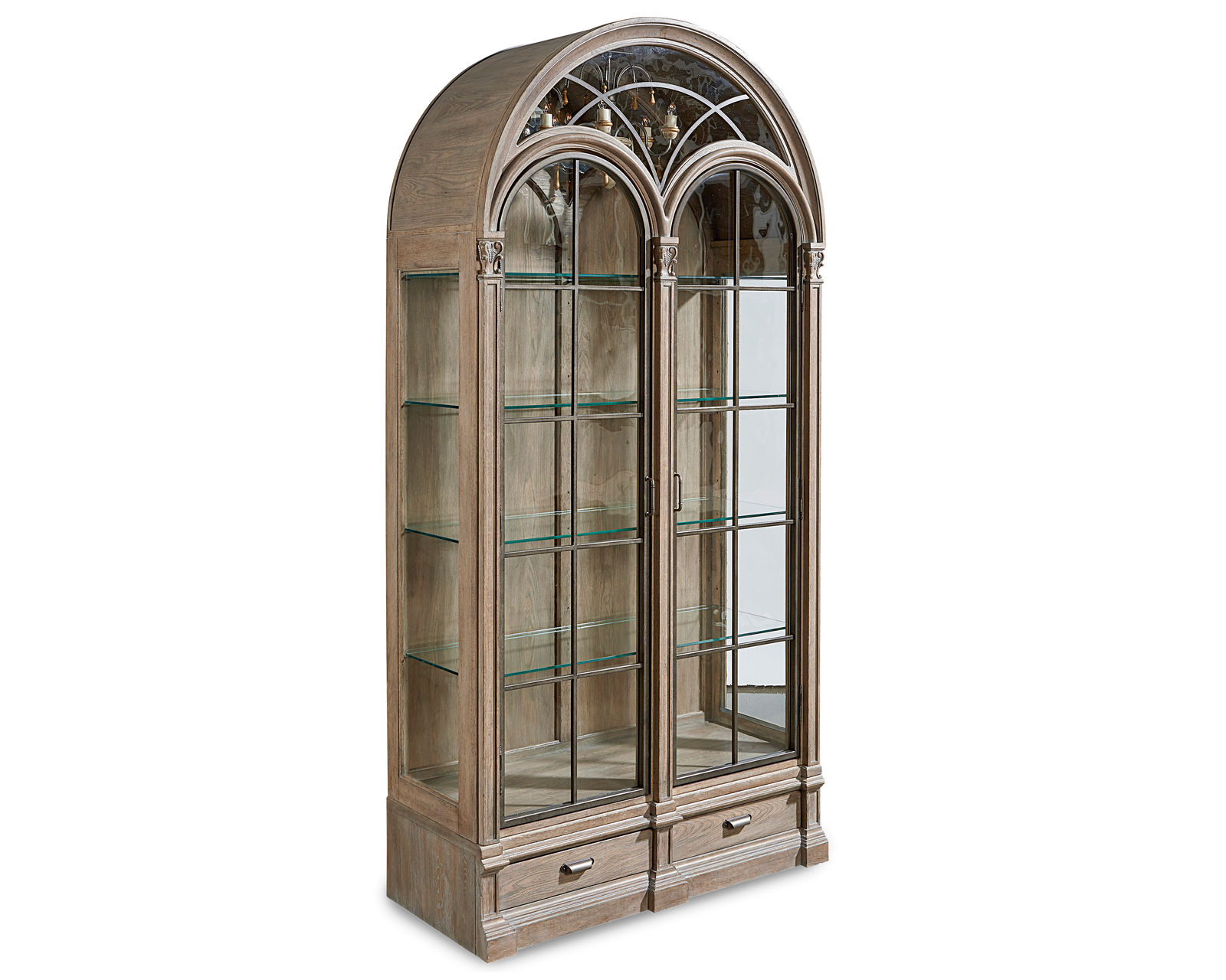 Arch Salvage Coulter Swivel Chair - Arch Salvage Gwynn Curio China:  Architecturally-inspired is lit on the inside with its own charming chandelier,