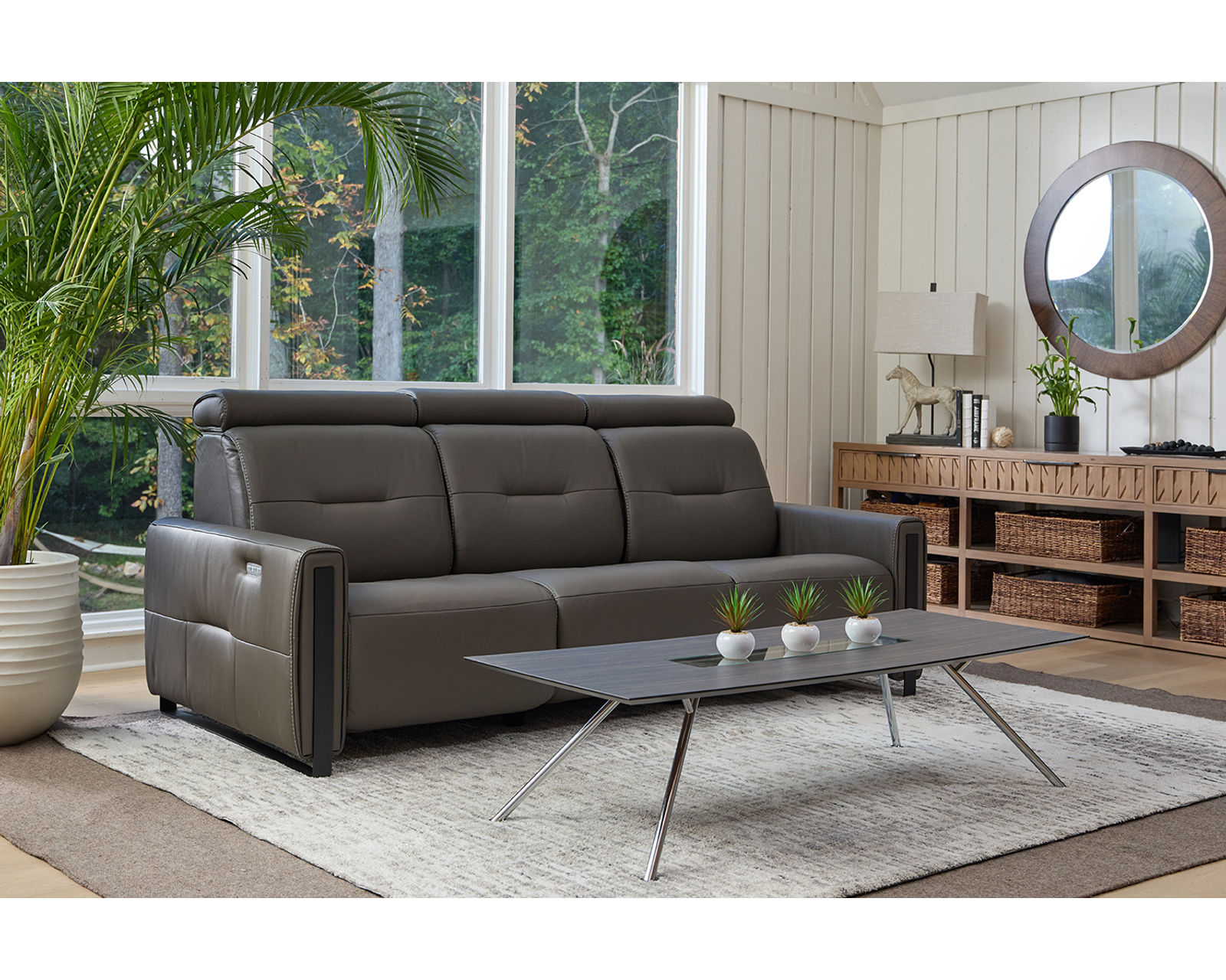 Monte Carlo 87" Power Headrest Power Reclining Sofa Graphite (In stock - Fast shipping)