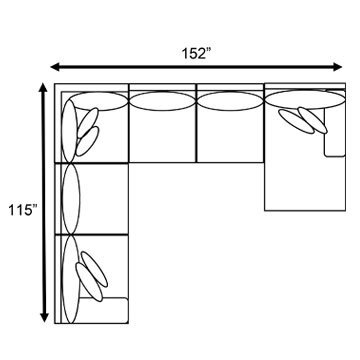 Layout E: Four Piece Sectional 115" x 152"