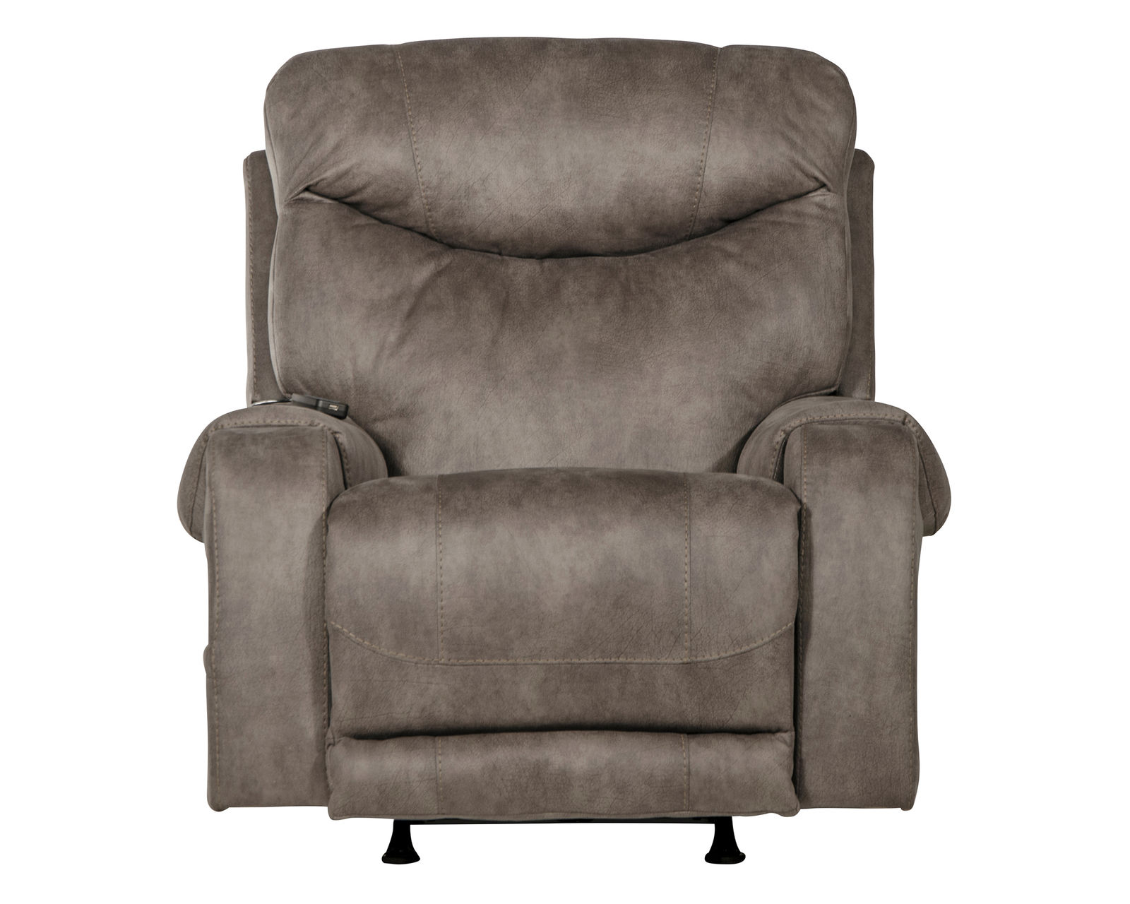 Recharger Power Headrest Power Recliner Deep-Tissue Massage, Therapeutic Heat & Personalized Power Comfort in One Recliner (two colors) - Shown in Leather Like Fabric Charcoal