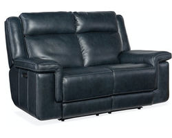 Montel Lay Flat Power Loveseat with Power Headrest &amp; Lumbar (Cobalt) In stock