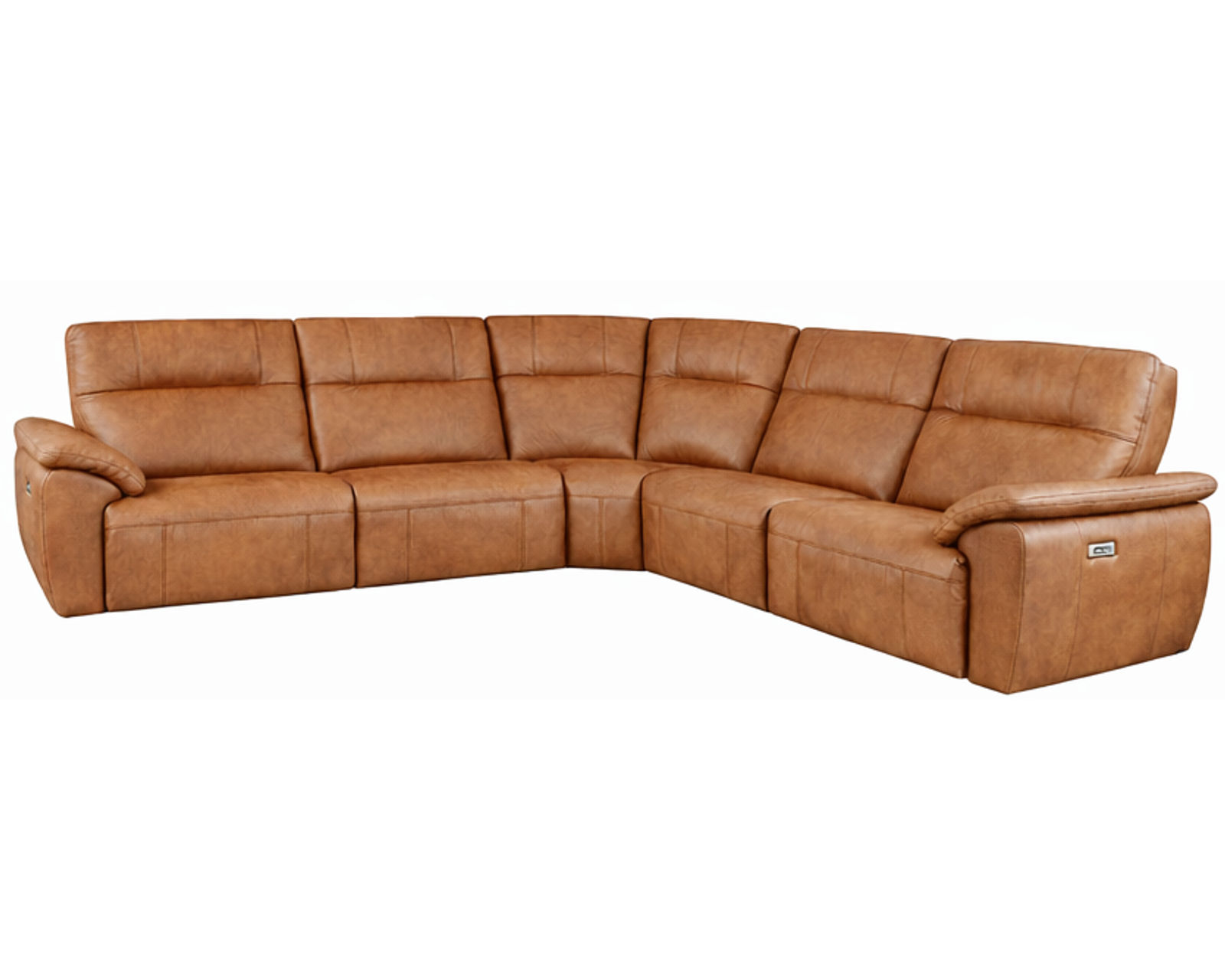 Rowan 4077 Reclining Chaise Sectional (standard and wide seat widths) +140 leathers  - Layout A: Five Piece Sectional 98" x 98" (2 recliners)