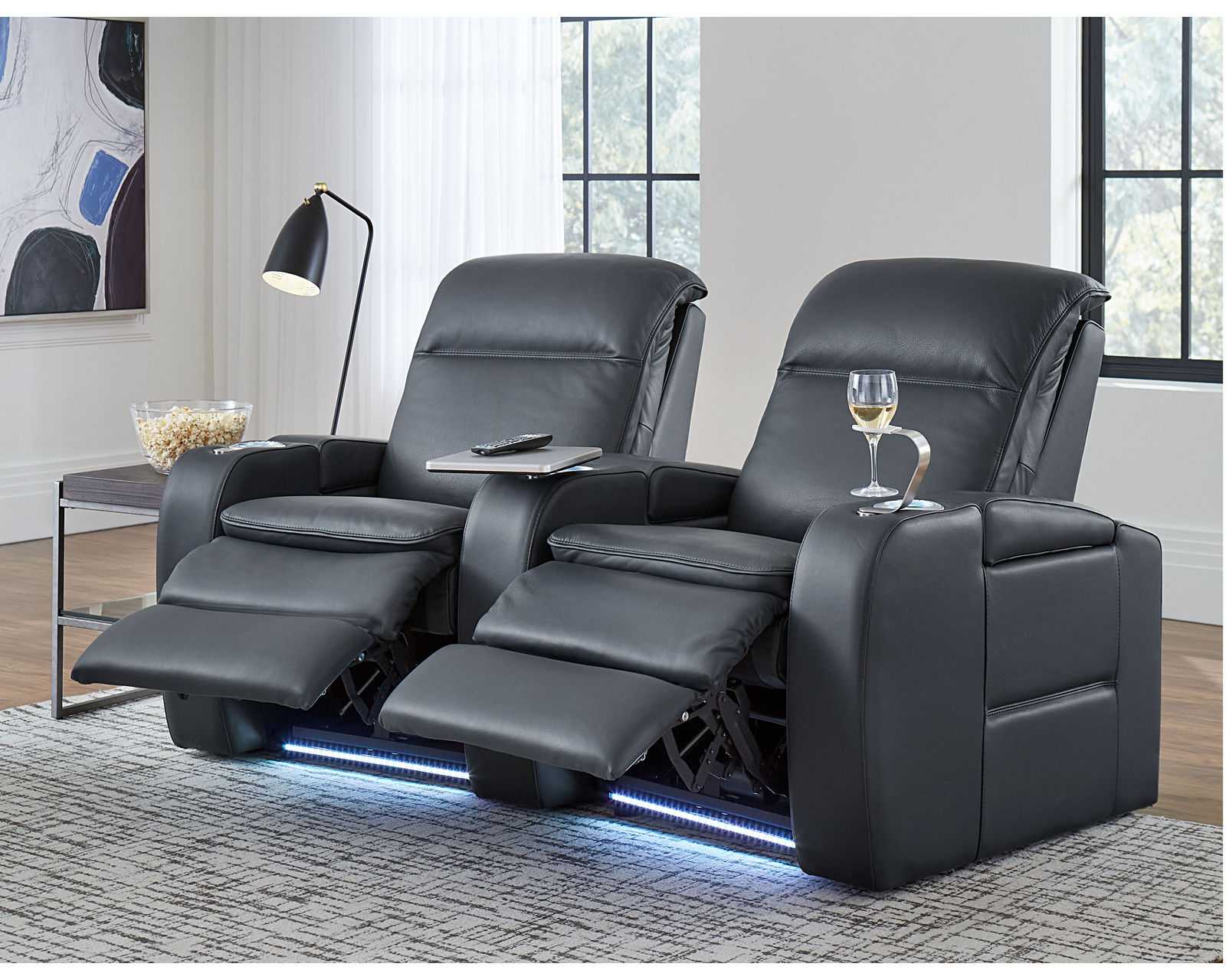 Vertex  41470 Triple Power Home Theater Sectional (+200 colors) - Layout C: Two Piece Home Theater Sectional Curved 72" Wide