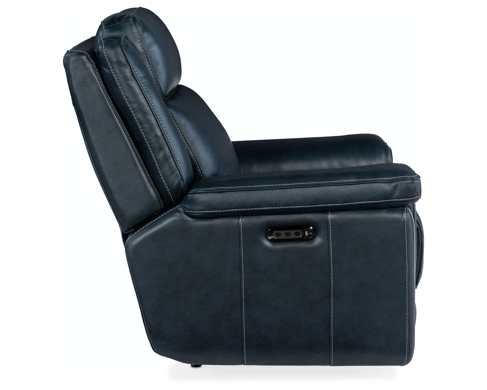 Montel Lay Flat Power Recliner with Power Headrest & Lumbar (Cobalt) In stock - Independent buttons control power recliner and power headrest