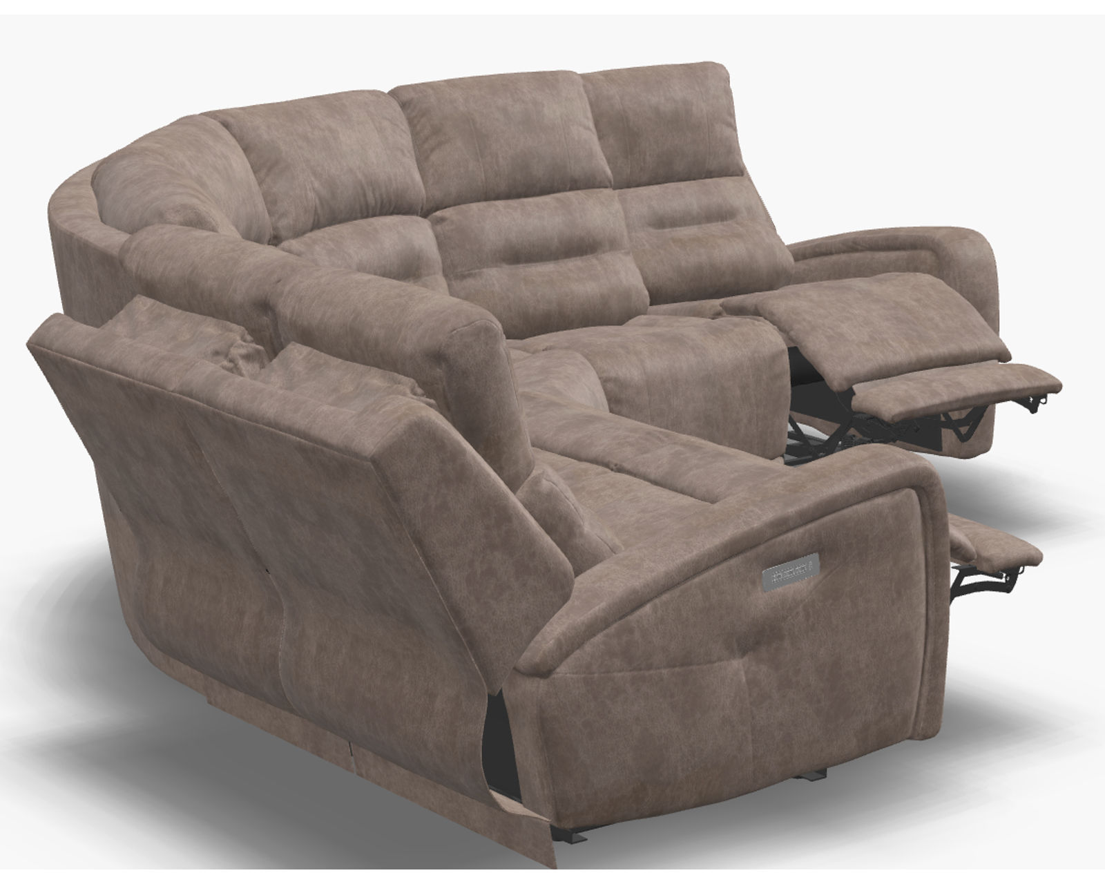 Washington 41067 Power Headrest Power Reclining Sectional (+50 fabrics) - Layout A: Five Piece Sectional 107" x 107" (2 recliners)