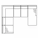 Layout I: Five Piece Reclining Sectional (1 recliner) 111" x 144" x 64"