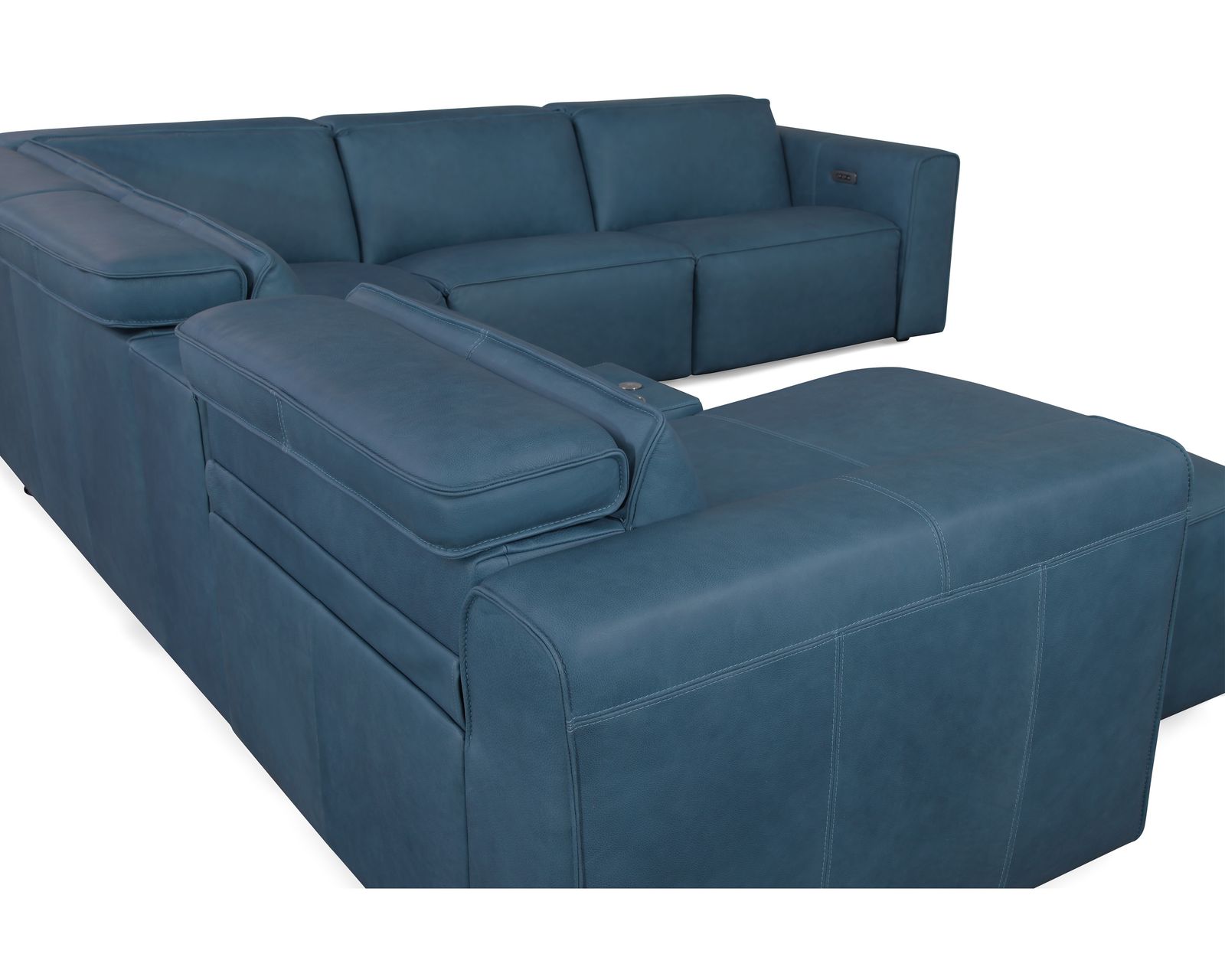 Colton 44007 Power Headrest Power Reclining Sectional (+100 leathers) - Layout F: Six Piece Chaise Reclining Sectional 62" x 135" x 122"