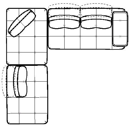 Layout F: Four Piece Sectional 127" x 132"