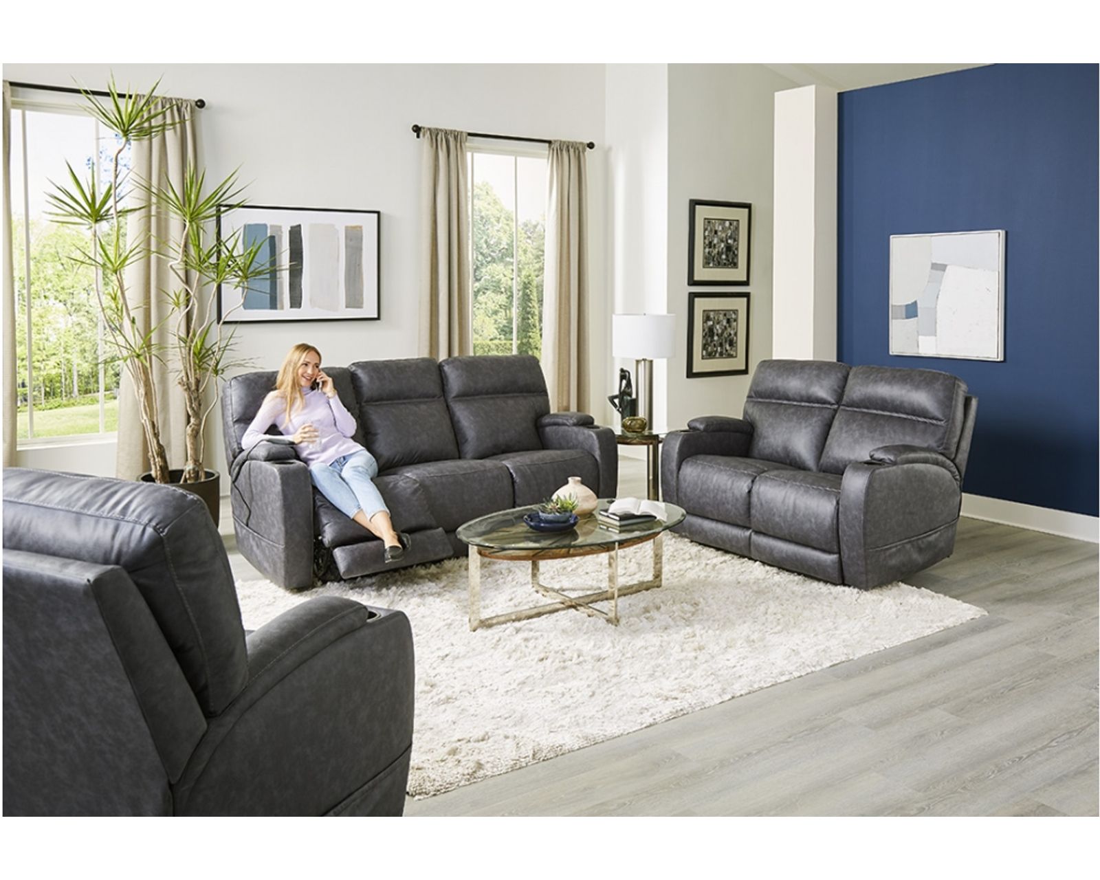 Jett 84" Triple Power Reclining Sofa Grey (In stock) - Jett 84" Triple Reclining Sofa
