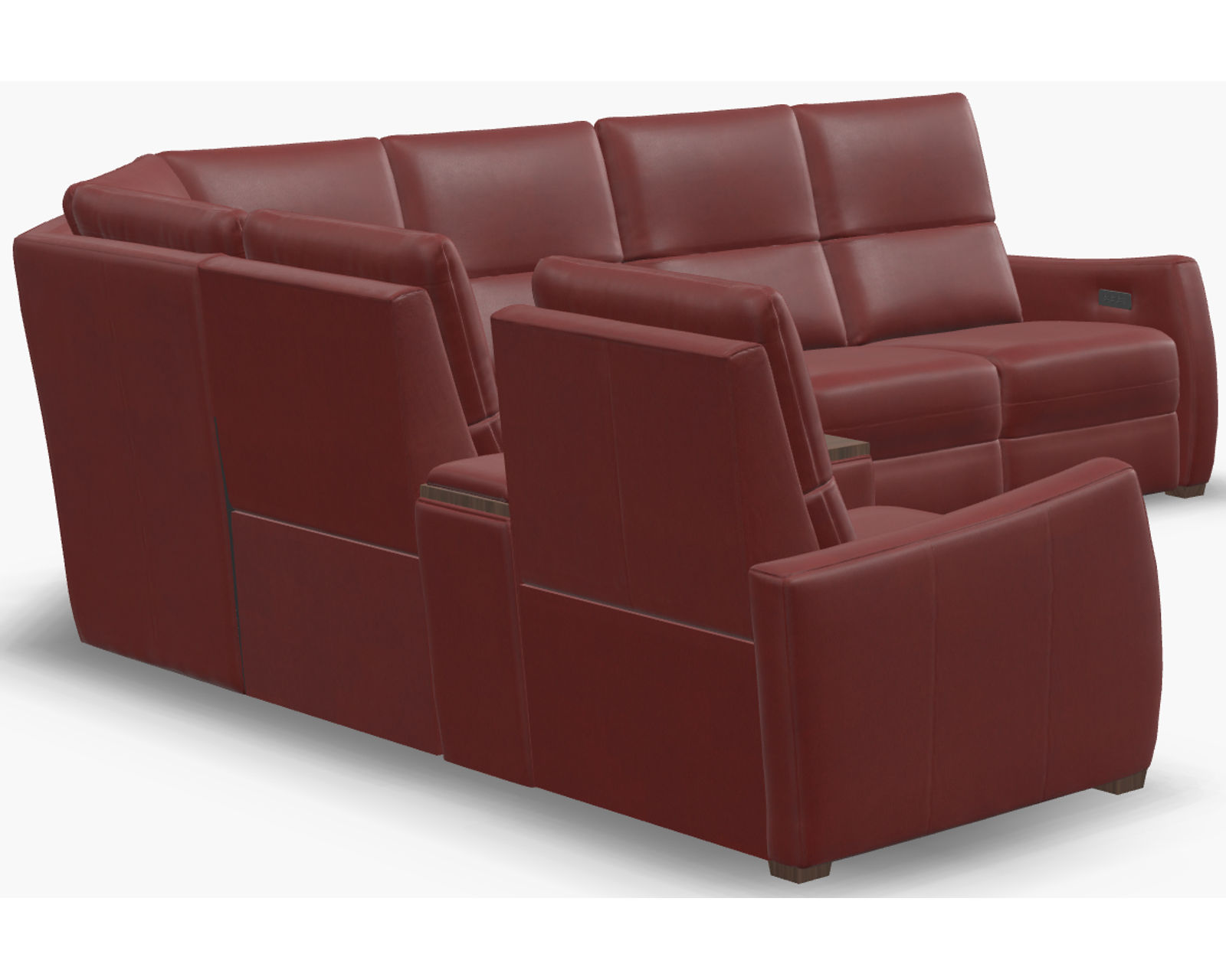 Luna 40110 Triple Power Reclining Sectional (+100 leathers) - Layout D: Four Piece Reclining Sectional (2 recliners) 111" x 123"