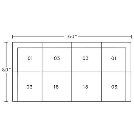 Layout E: Eight Piece Sectional 80" x 160"