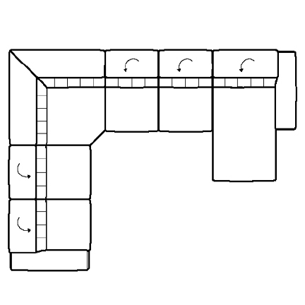Layout G: Six Piece Sectional 114" x 147" x 68" (2 recliners)