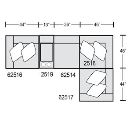 Layout C: Five Piece Sectional 139" x 90" (2 recliners)