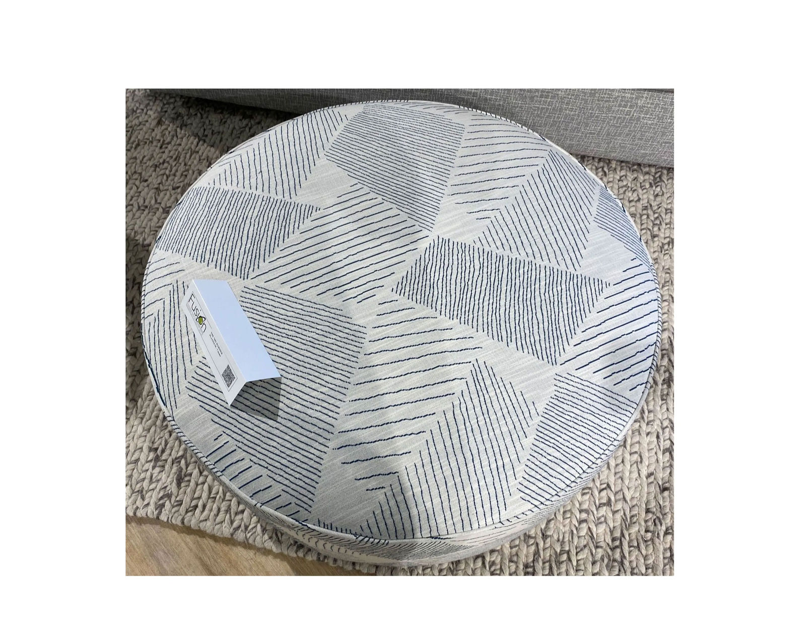 Harmer Platinum Two Piece Sectional (Includes Pillows) 124" x 84" - Palisoul Batik 39" Round Cocktail Ottoman