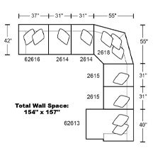 Layout J: Seven Piece Sectional 154" x 157"