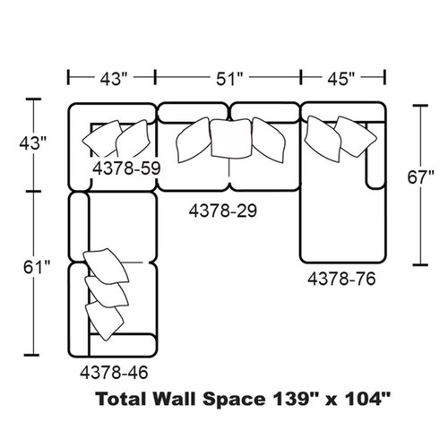 Layout I: Four Piece Sectional 104" x 139" x 67"