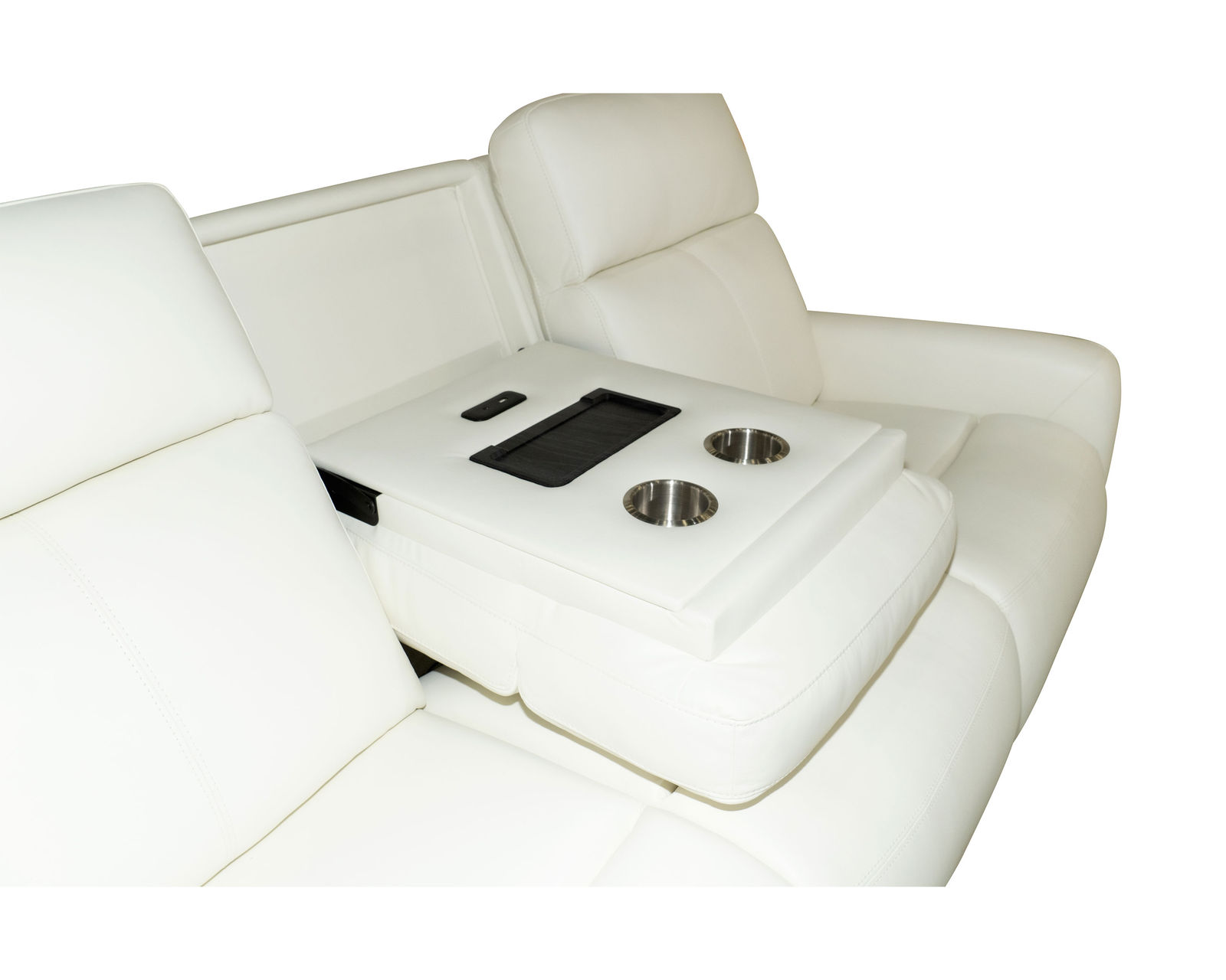 Alister 71" Leather Power Gliding Loveseat with Console, Power Headrests & Lumbar (+3 colors) in stock