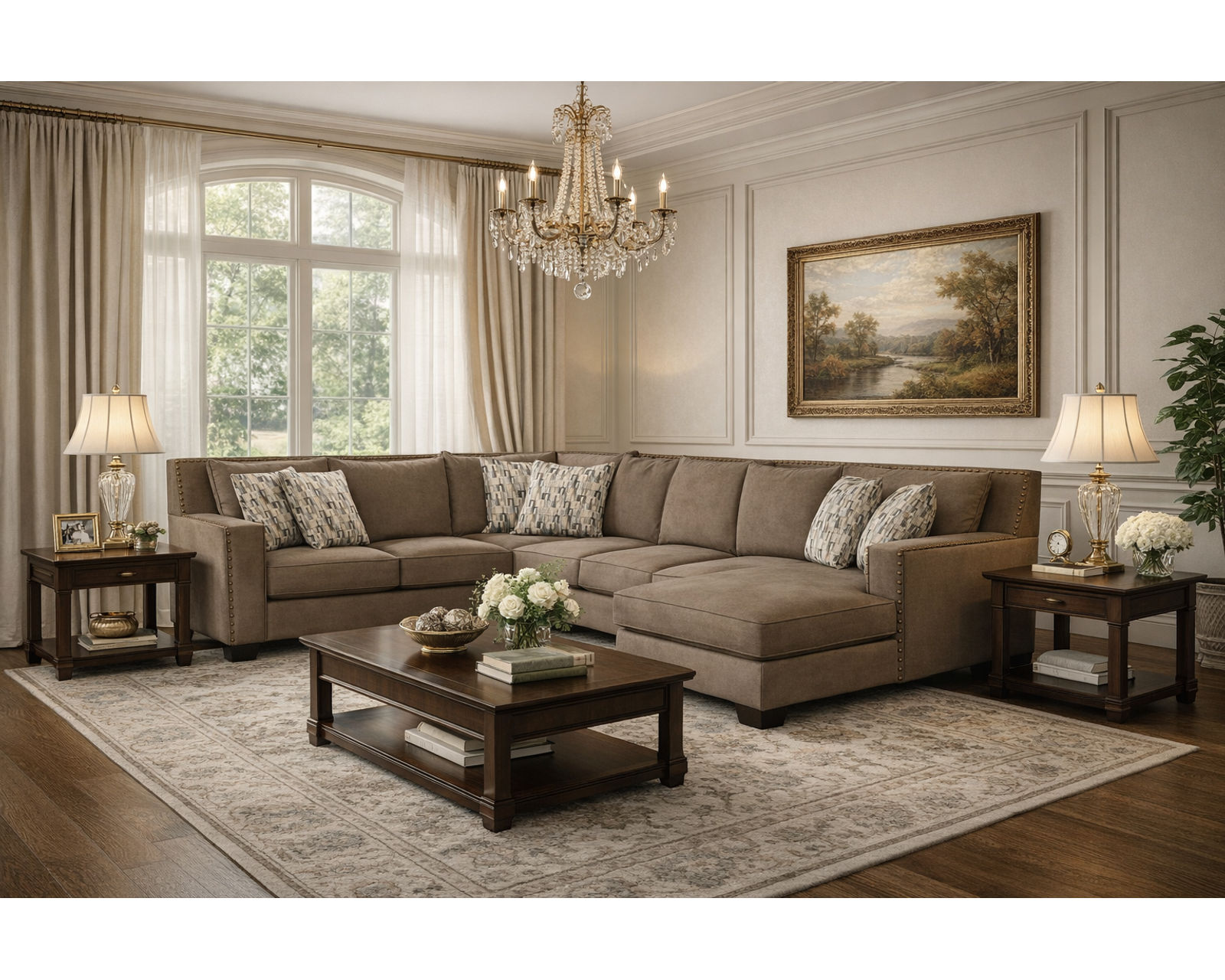 Luckenbach Stationary Sectional  (+100 Standard and Performance Fabrics) -  Layout H: Three Piece Sectional 102" x 160" x 71"