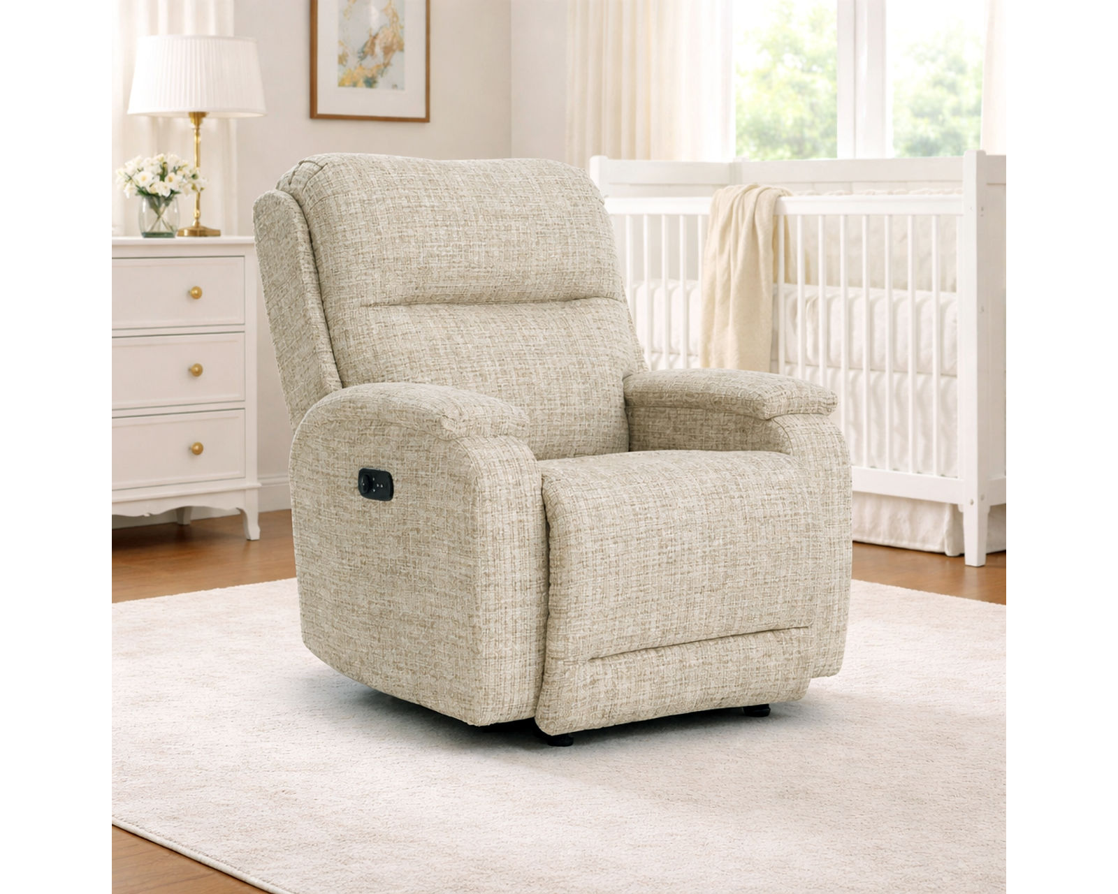 🌙 Maverly Nursery Swivel Glider Recliner with Heat & Massage (+90 performance fabrics) - Whisper-Smooth Gliding Comfort