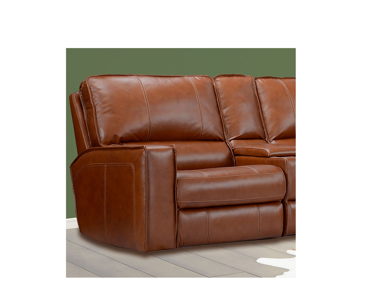 Rockford Top Grain Leather Power Headrest Power Reclining Sectional Saddle (In stock - Fast shipping) - Rockford Left Facing Power Headrest Power Recliner