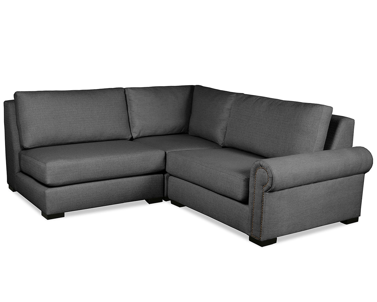 Sylviane 3 Pieces Modular Sectional w/ Left Open End (3 Colors Available) - Sylviane 3 Pieces Modular Sectional w/ Left Open End in Charcoal