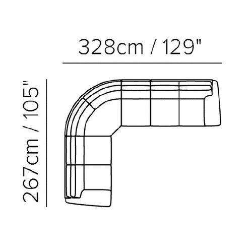 Layout F: Four Piece Reclining Sectional - 105" x 129"
