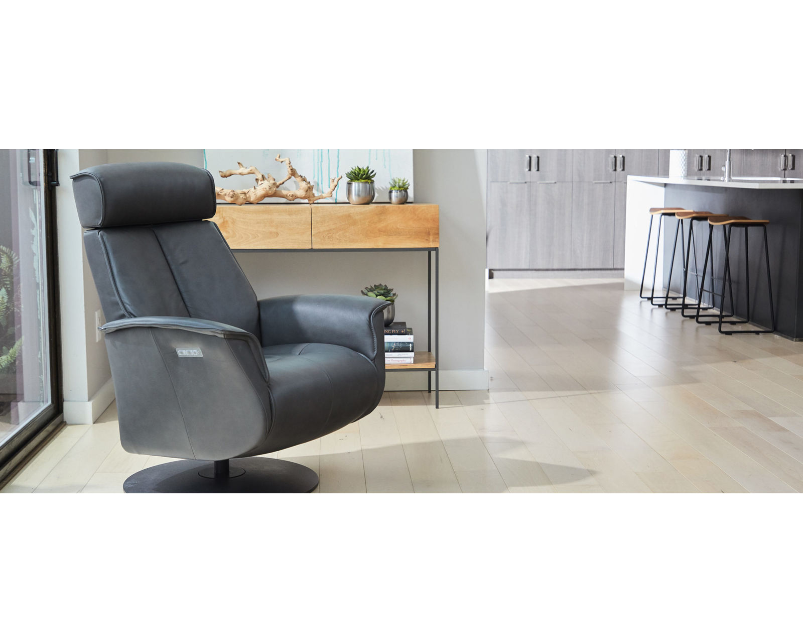 Bo Cordless Dual Power Leather Recliner Slate (2 Sizes) In stock - Fast shipping - Bo Cordless Dual Power Leather Recliner Slate (2 Sizes) In stock - Fast shipping