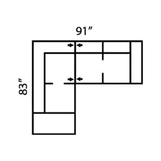 Layout E: Two Piece Sectional 83" x 91"