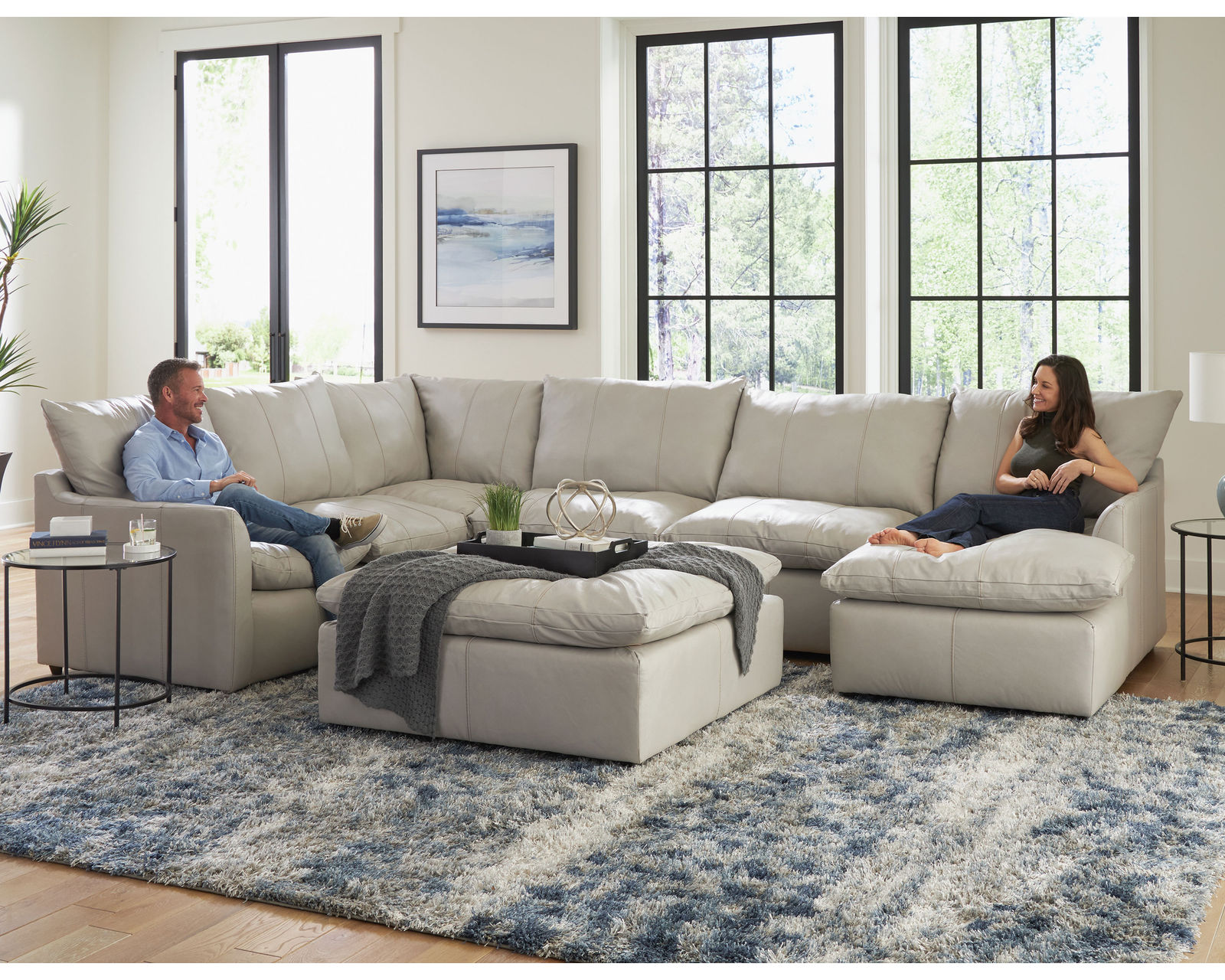 Ciampino Top Grain Modular Leather Sectional (exceptional comfort)