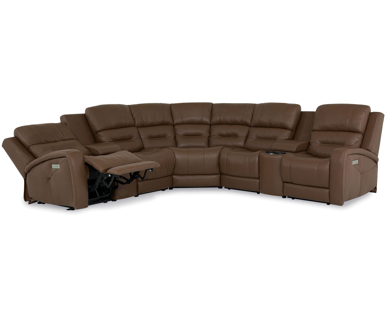 Washington 41067 Power Headrest Power Reclining Sectional (+50 fabrics) - Layout E: Seven Piece Reclining Sectional 120" x 120"