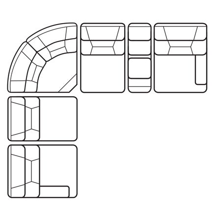 Layout D: Six Piece Reclining Sectional 105" x 118" (two lift recliners)