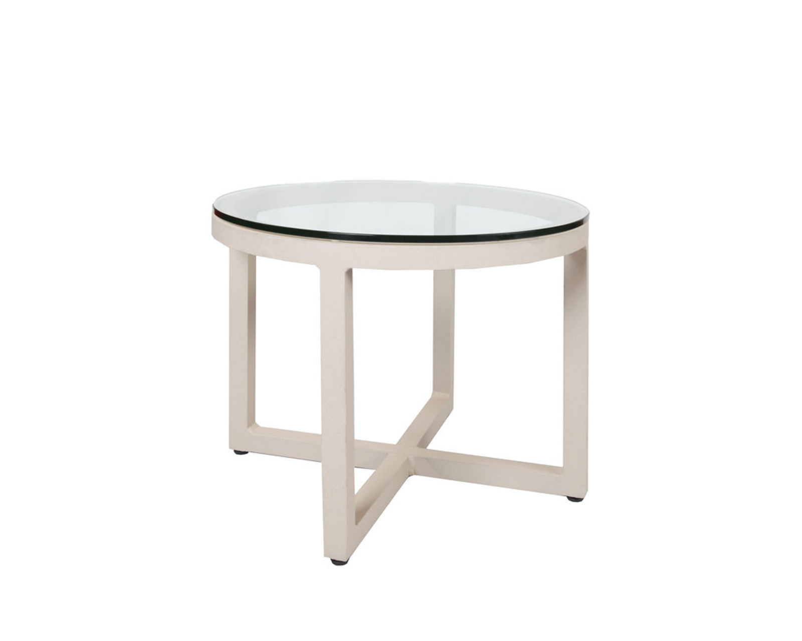Cypress Cushion Lounge Chair (110 fabrics - 8 metal finishes) - Contempo Round End Table (Glass Top)