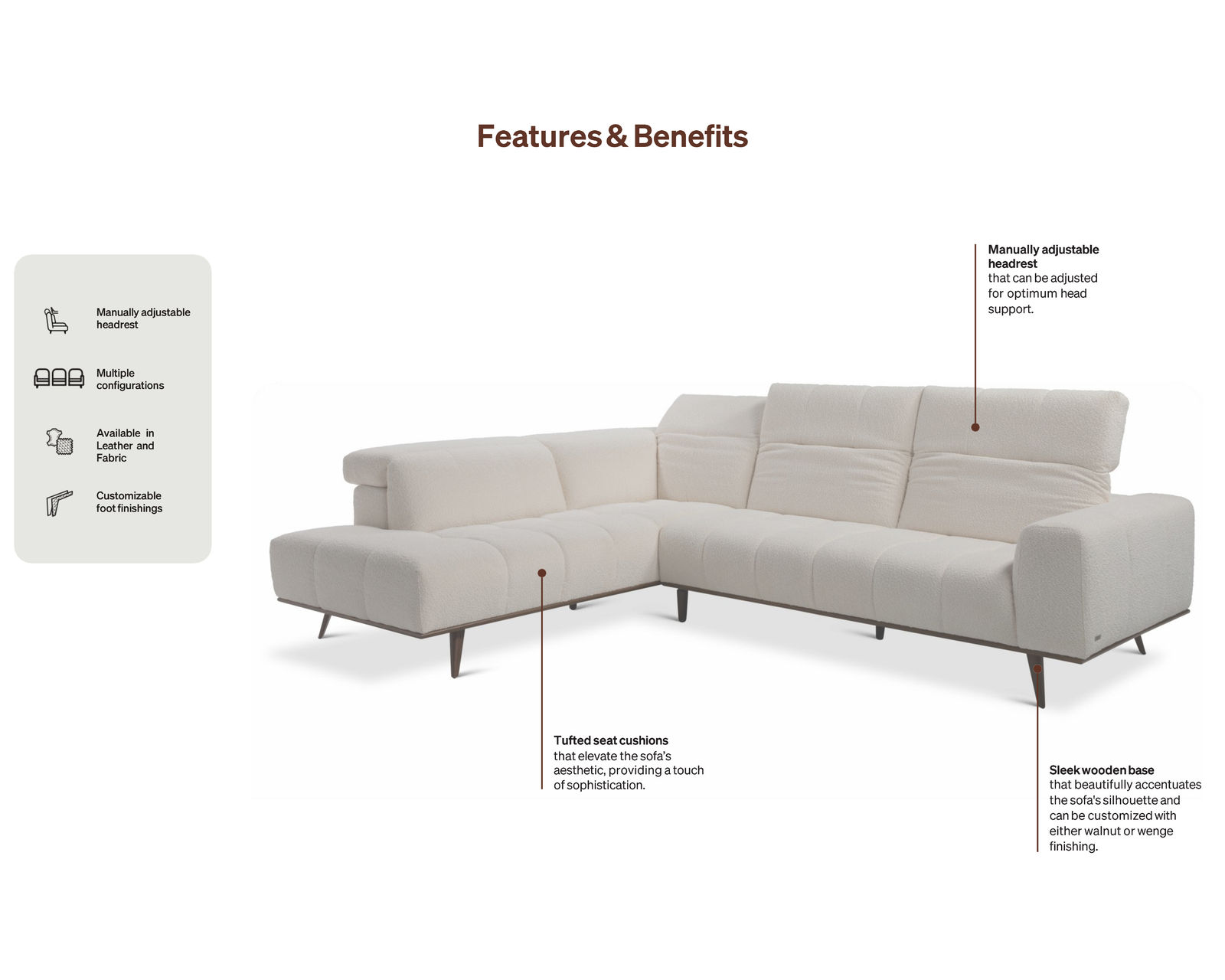 Scacco C293 Leather Sofa 82" (+55 leathers) - Features and Benefits