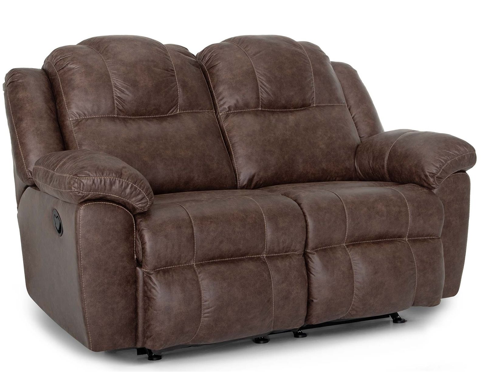 Castello 92" Reclining Sofa Walnut (A Best-Selling Favorite. Plush Comfort with a Distinctive Crowned Design) - Shown in Durable Leather Like Fabric Color Walnut