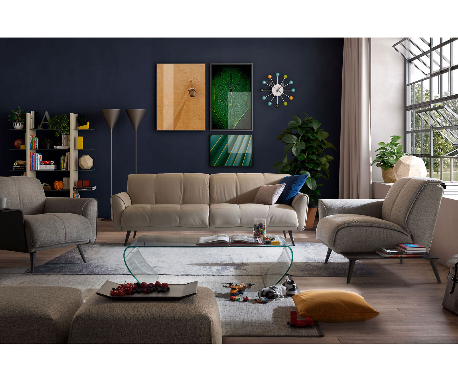 Talento B993 Stationary Sofa (89") +50 leathers
