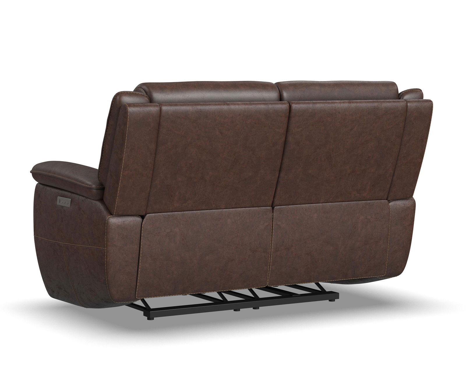 Beau 1011 Power Headrest Power Reclining Loveseat (Chocolate faux leather fabric) in stock - Beau Power Reclining Loveseat with Power Headrests