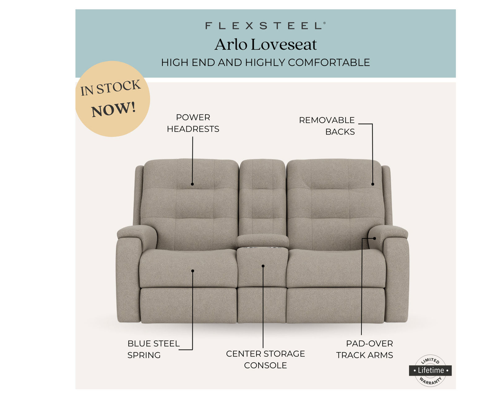 Arlo 87" Power Headrest Power Reclining Sofa (In stock) - Arlo Power Headrest Power Reclining Console Loveseat (in stock)