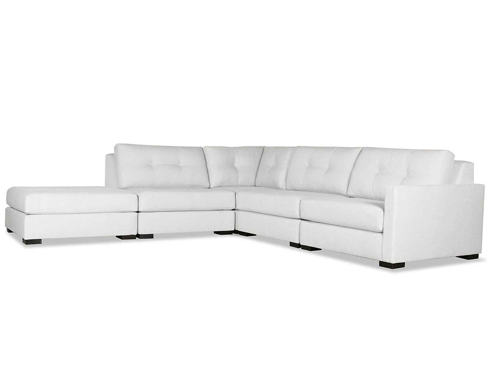 Chester Buttoned 5 Pieces Modular Sectional (3 Colors Available) - 	Chester Buttoned 5 Pieces Modular Sectional in White