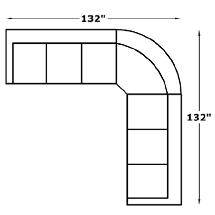 Layout G: Three Piece Sectional 132" x 132"
