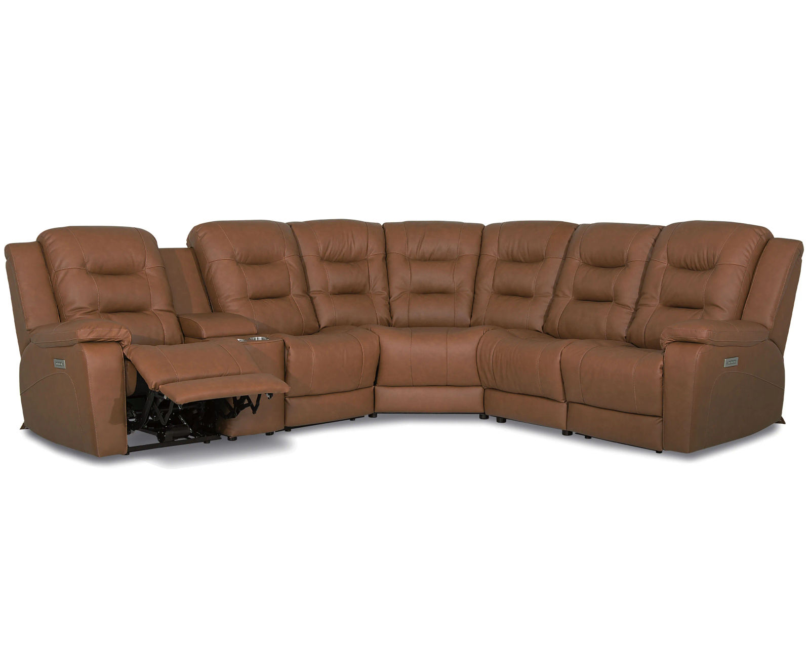 Leighton 41063 Power Headrest Power Reclining Sectional (+100 leathers) - Layout A: Six Piece Sectional 123" x 110" (2 recliners)